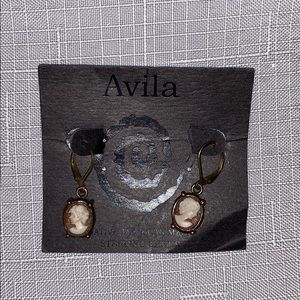 Dainty Cameo Drop Earrings